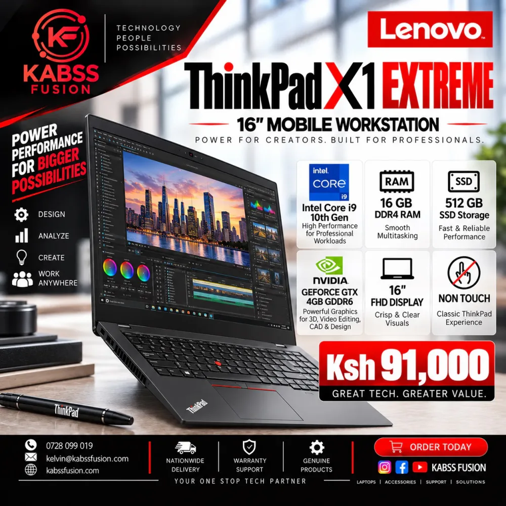 Lenovo ThinkPad X1 Extreme 16" for sale in Nairobi